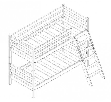 Кровать-чердак Соня низкая с наклонной лестницей. Вариант 12
